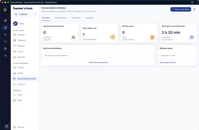 Overview of conversations, records and follow-ups