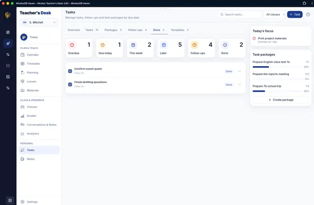 Review completed tasks
