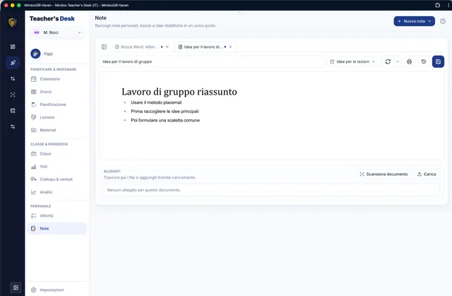 Note Markdown con allegati e parole chiave